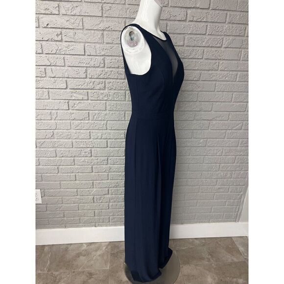 Nightway Navy Women Illusion-V Wide Leg Jumpsuit Size 10 - Picture 9 of 12